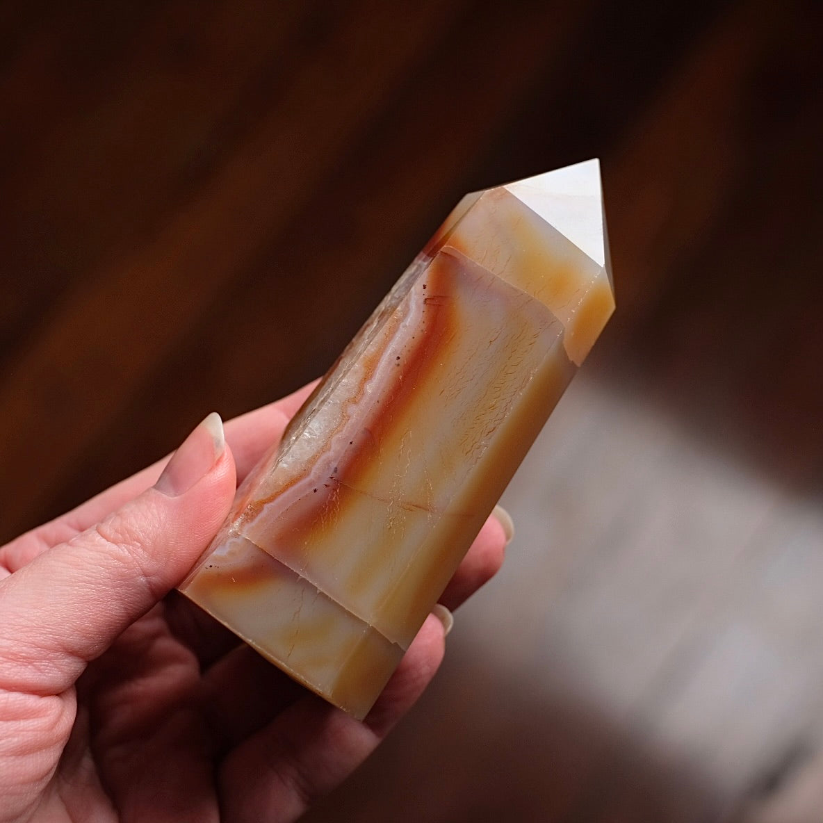 Druzy Carnelian Tower | Carnelian + Quartz Crystal Point