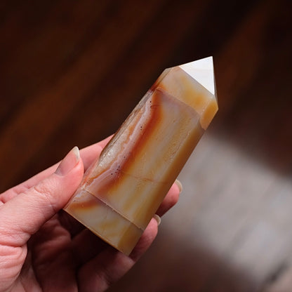 Druzy Carnelian Tower | Carnelian + Quartz Crystal Point