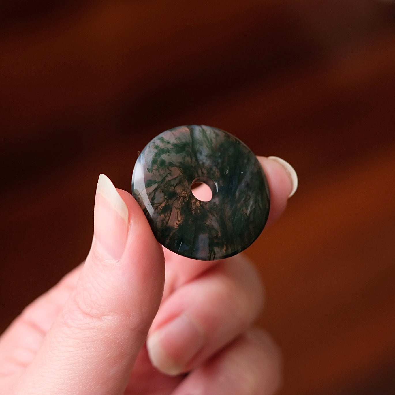 Moss Agate Donut | Crystal Donut Pendant