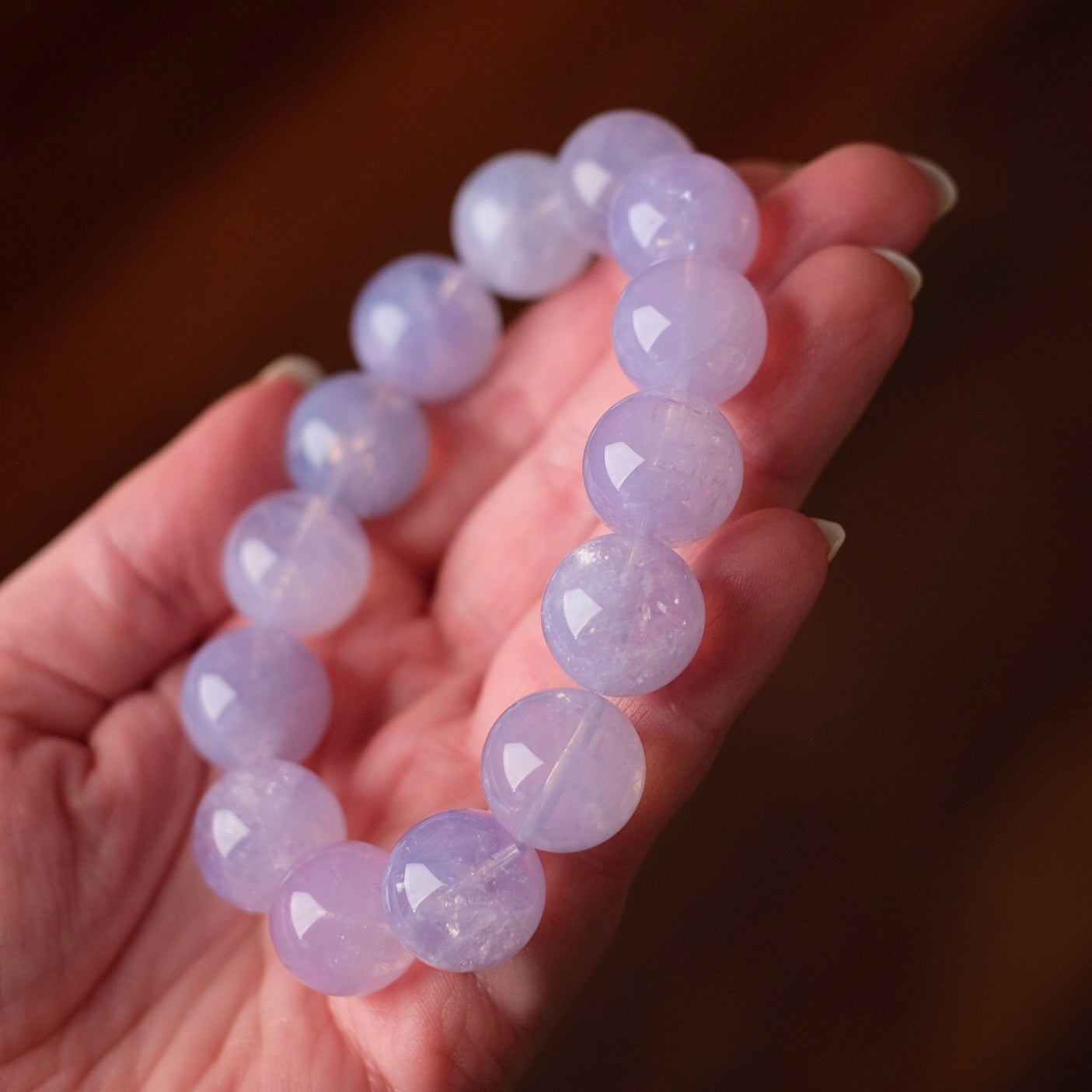 Jumbo Lavender Moon Quartz Bracelet | Crystal Stretch Bracelet