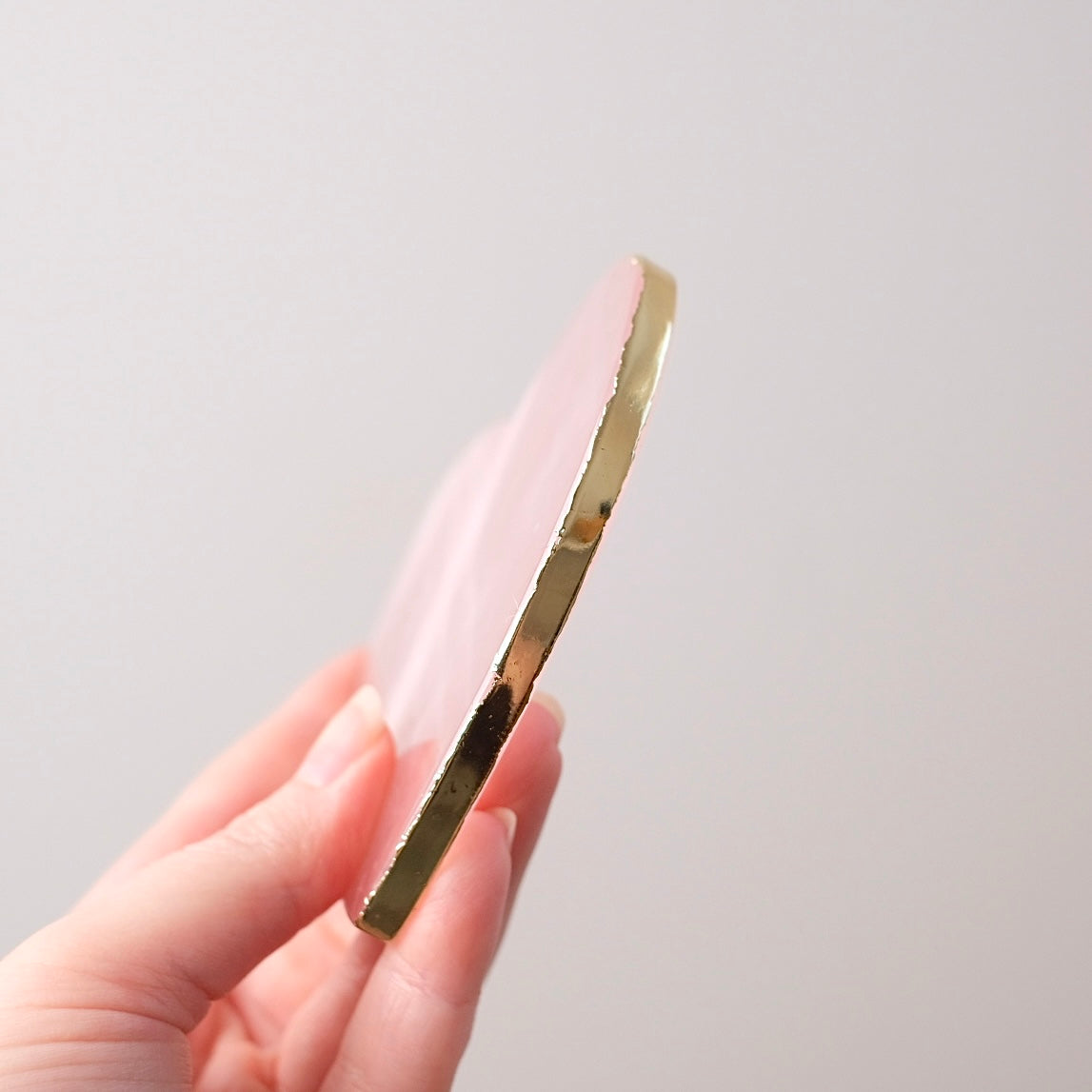 Gilded Rose Quartz Coaster | Heart Crystal Coaster