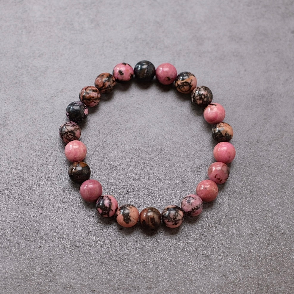 Pink Rhodonite Bracelet | Crystal Stretch Bracelet
