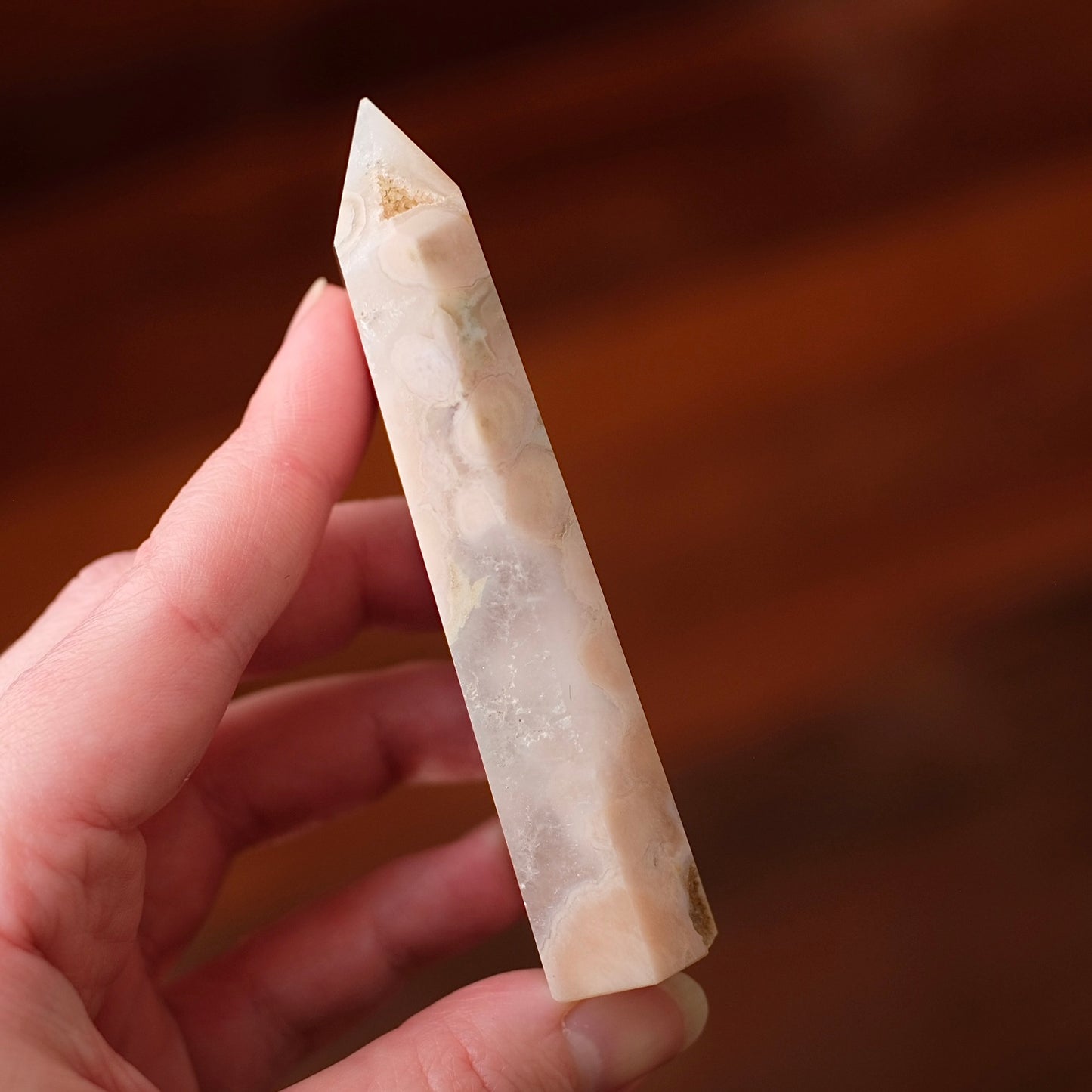 Flower Agate Point | Cherry Blossom Agate Crystal Tower