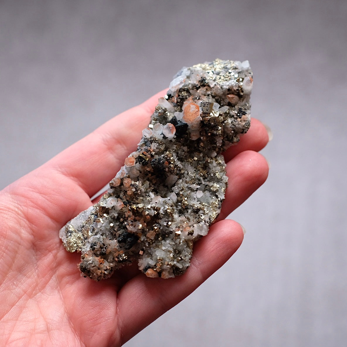 Red Quartz + Pyrite Cluster | Hematite Quartz Natural Crystal Cluster