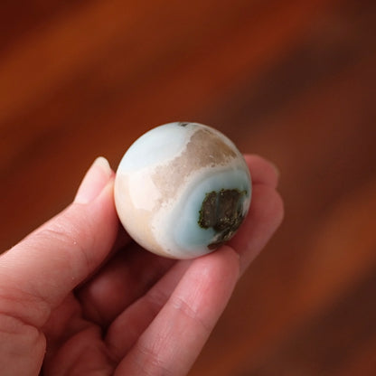 Blue Flower Agate Sphere | Green Flower Agate Crystal Sphere