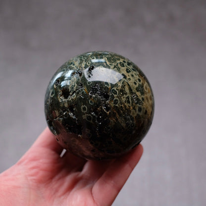 Druzy Ocean Jasper Sphere | Green Ocean Jasper Crystal Sphere