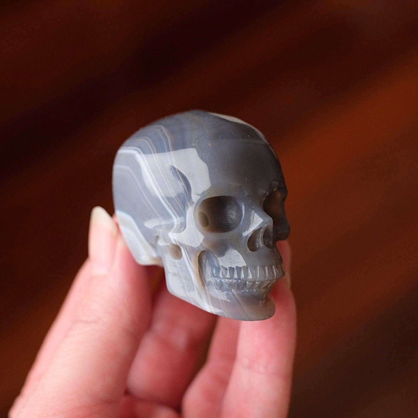 Banded Agate Crystal Skull | Quartz Skull Crystal