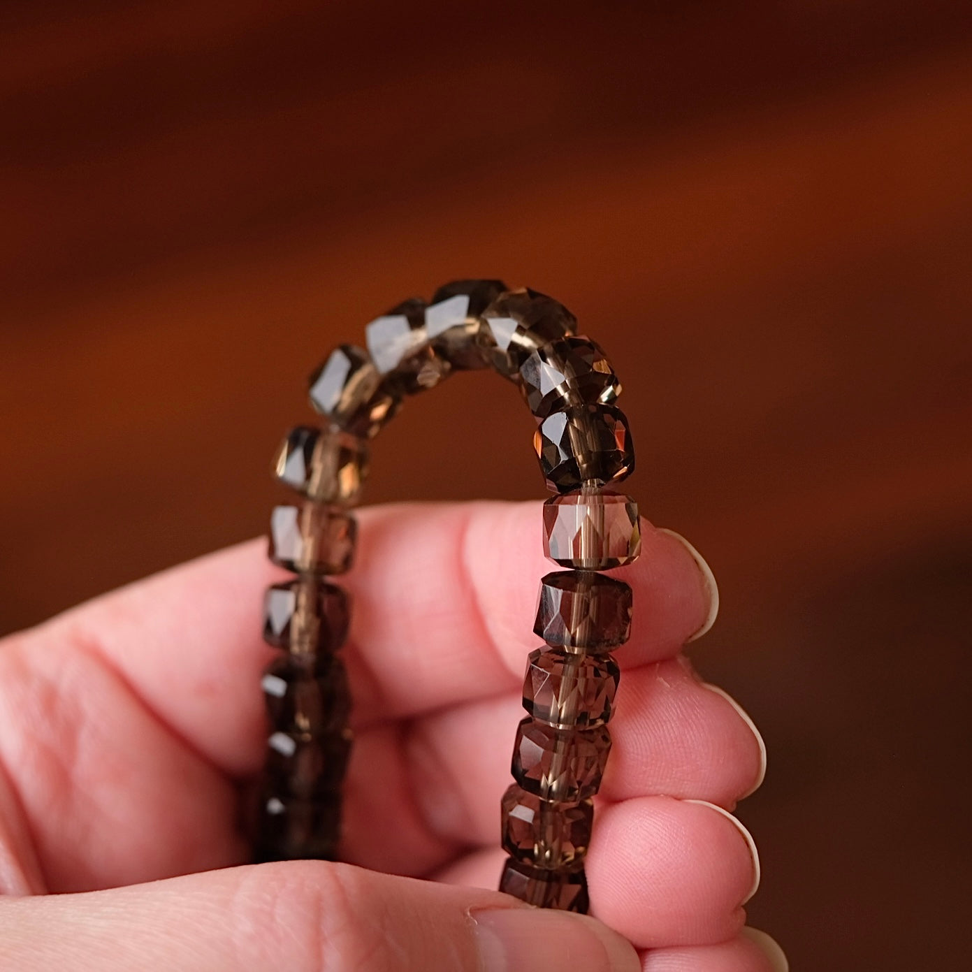 Faceted Smokey Quartz Bracelet | Quartz Crystal Bracelet
