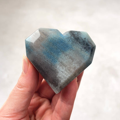 Trolleite Heart | Blue Trolleite Faceted Crystal Heart