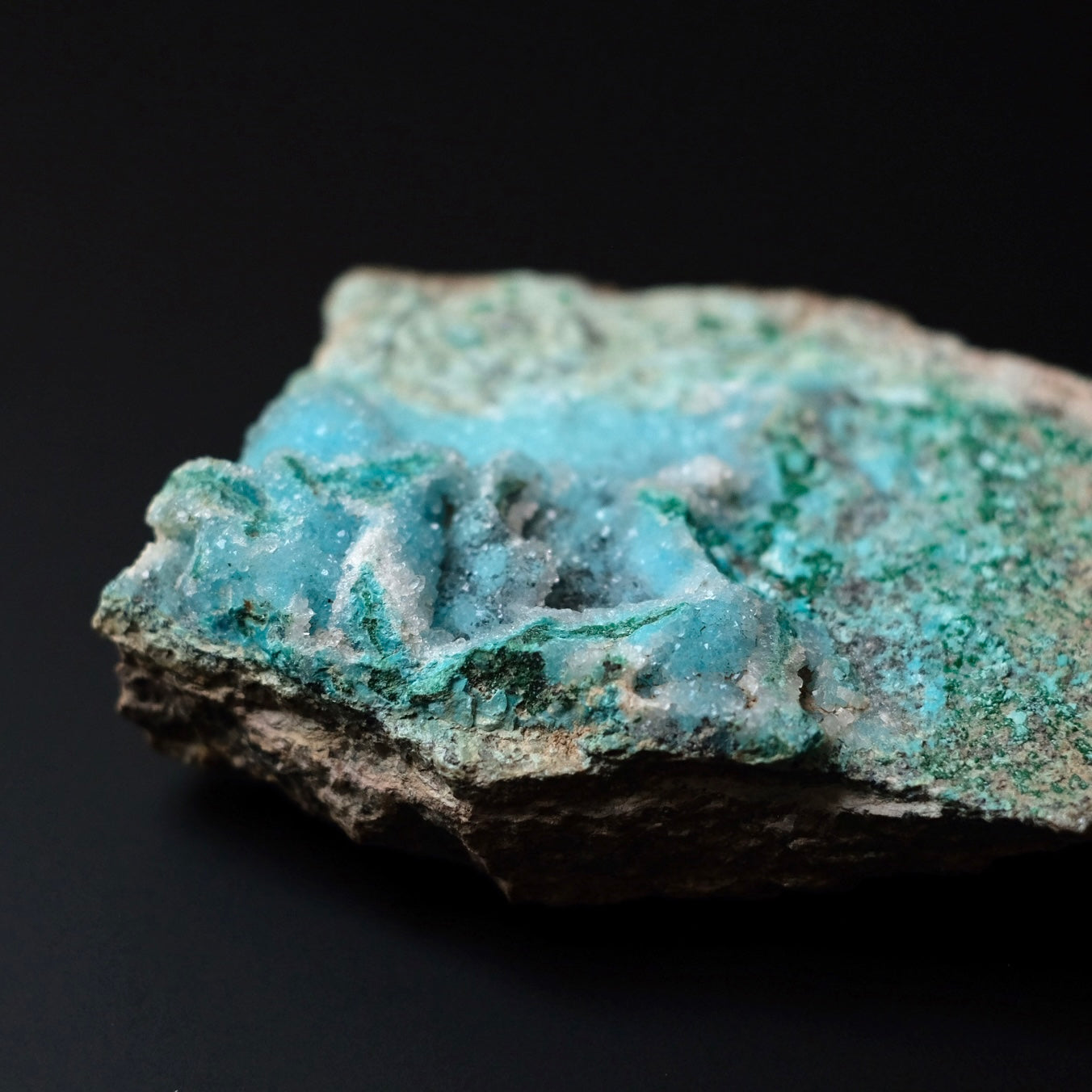 Druzy Chrysocolla Specimen | Chrysocolla with Malachite