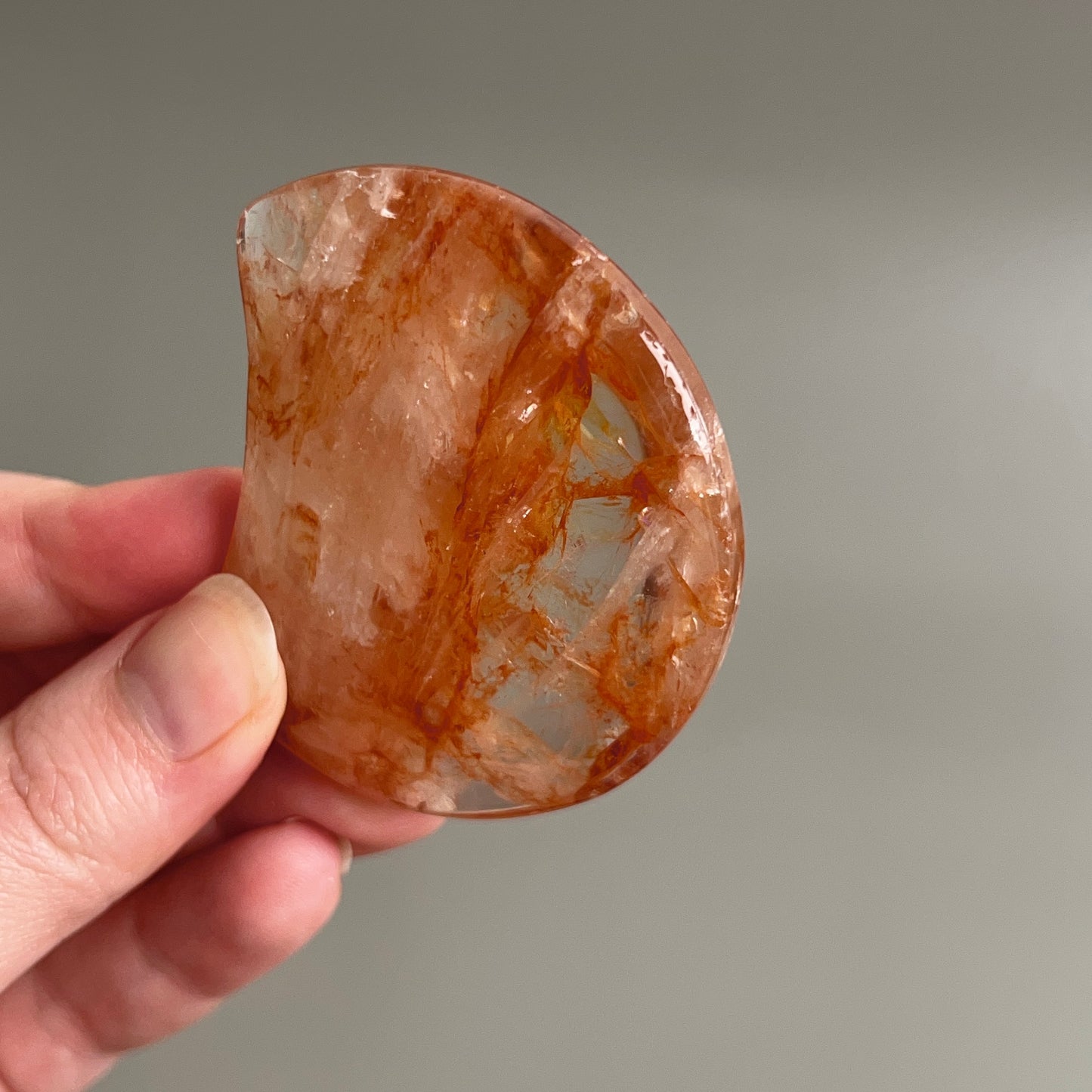 Fire Quartz Moon | Hematoid Quartz Crystal Moon