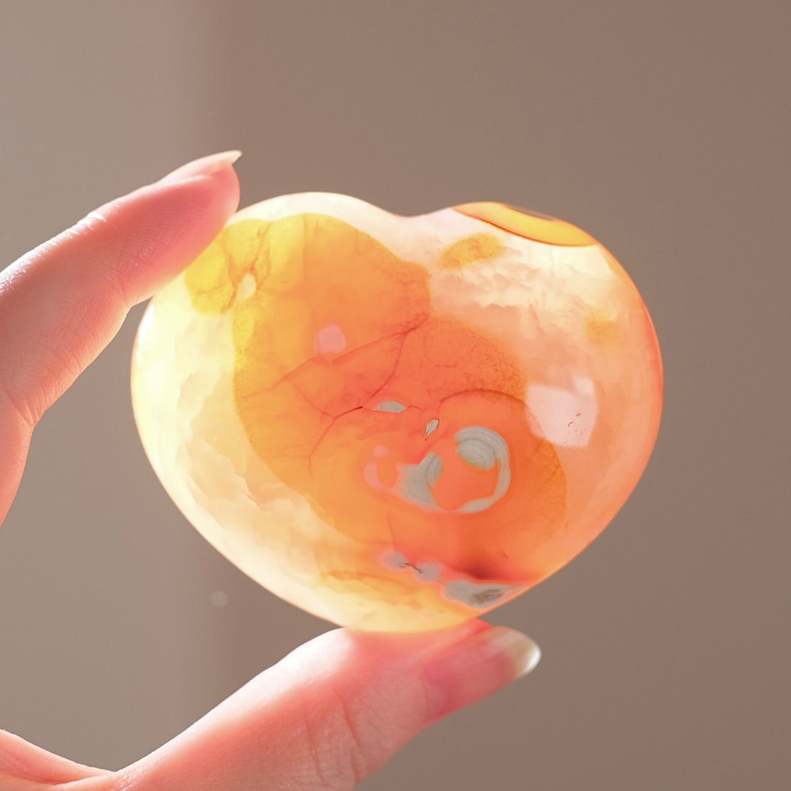 Orca Carnelian Heart | Yellow Carnelian Crystal Heart
