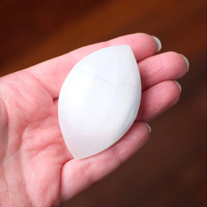 Flashy Satin Spar Palm | Selenite Palmstone