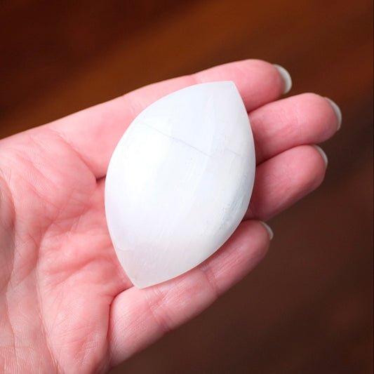 Flashy Satin Spar Palm | Selenite Palmstone
