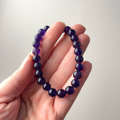 Amethyst Bracelet | Deep Purple Amethyst Crystal Stretch Bracelet