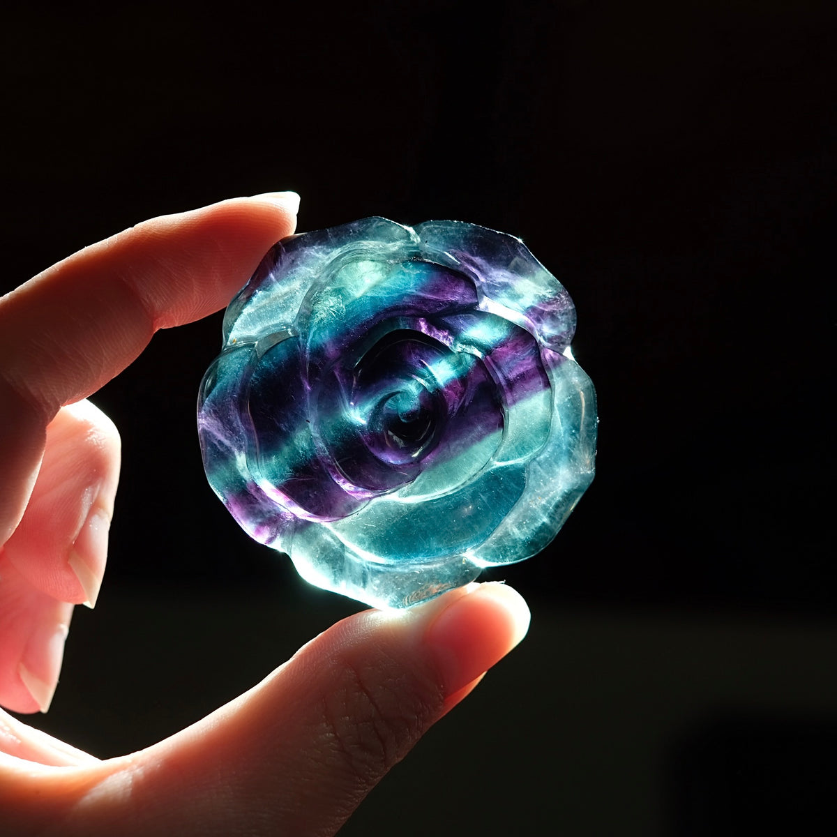 Rainbow Fluorite Flower | Fluorite Crystal Flower Carving