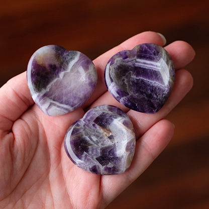 Amethyst Worry Stone | Heart Shaped Crystal Thumb Stone