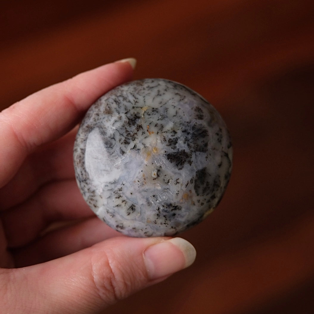 Merlinite Palm Stone | Dendritic Opal Palmstone