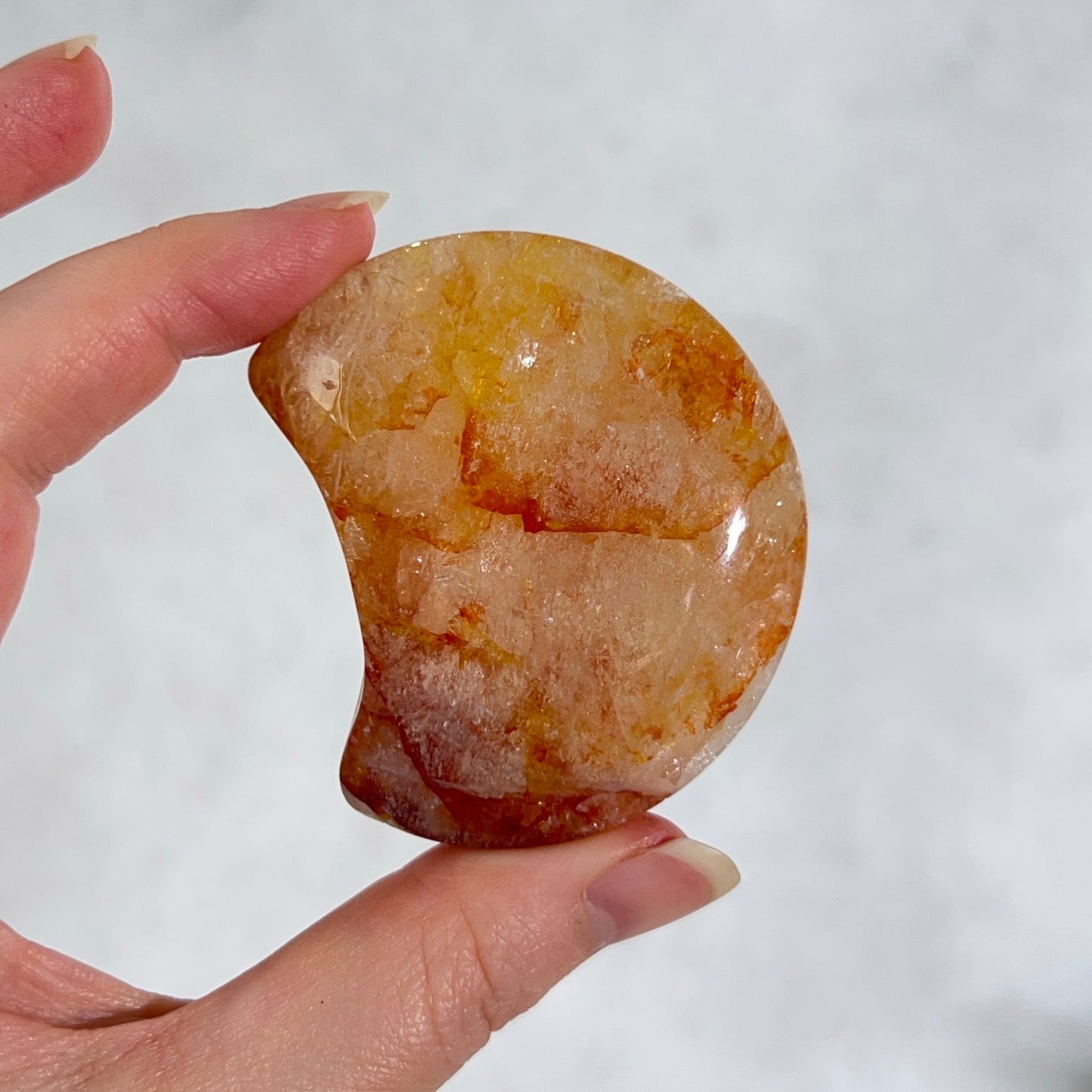 Golden Healer Quartz Moon | Hematoid Quartz Crystal Moon