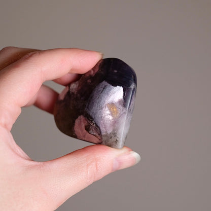 Gem Lepidolite Heart | Gemmy Purple Mica Crystal Heart Carving