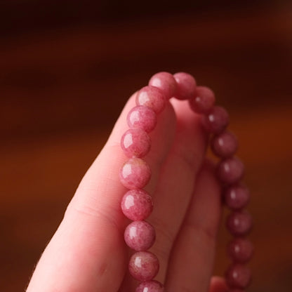 Rhodonite Bracelet | Red Rhodonite Crystal Stretch Bracelet