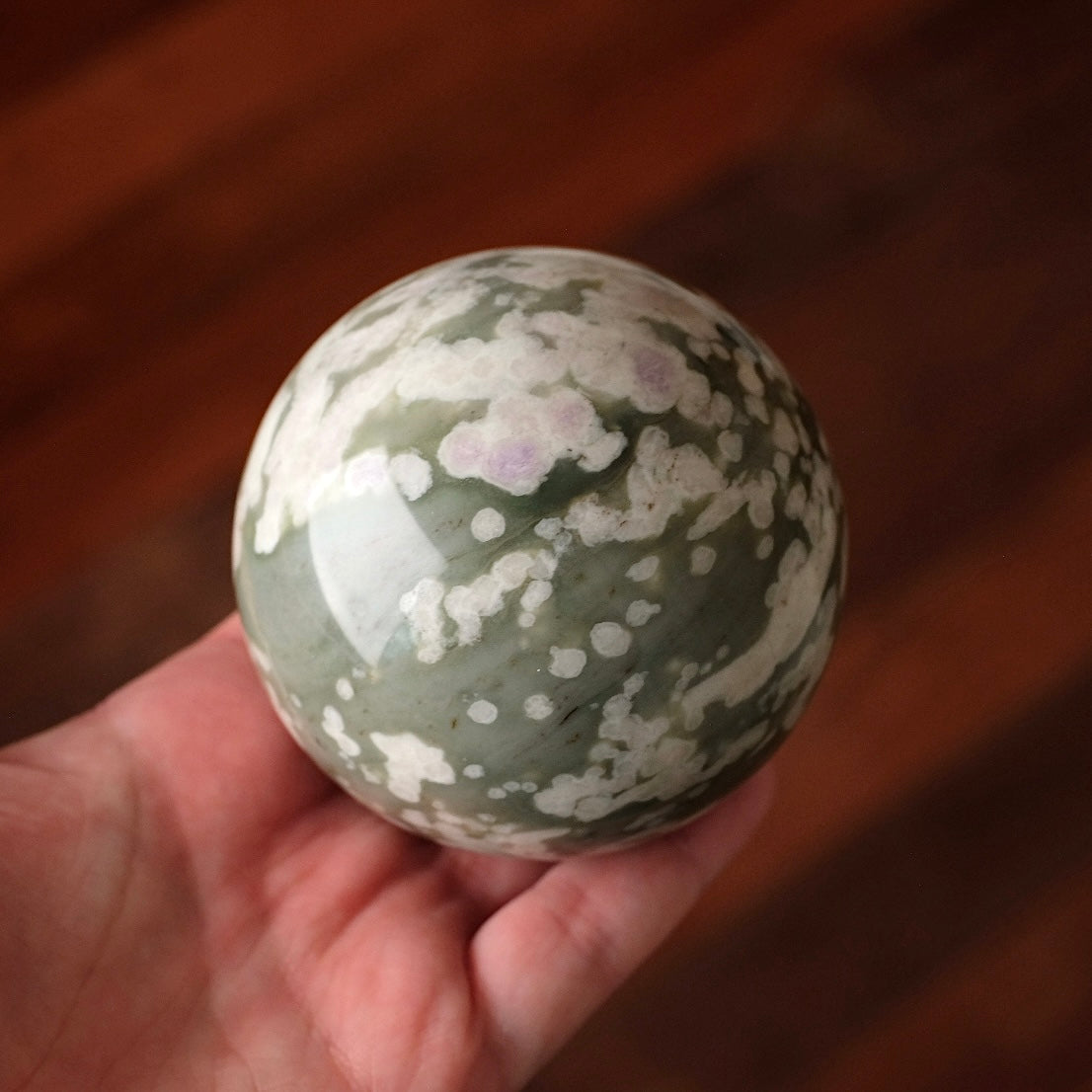 Peace Jade Sphere | Peace Blossom Fluorite Crystal Sphere