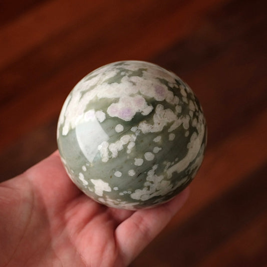 Peace Jade Sphere | Peace Blossom Fluorite Crystal Sphere