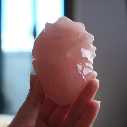 Rose Quartz Anatomical Heart Carving | Human Crystal Heart