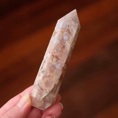 Pink Flower Agate Point | Cherry Blossom Agate Crystal Tower