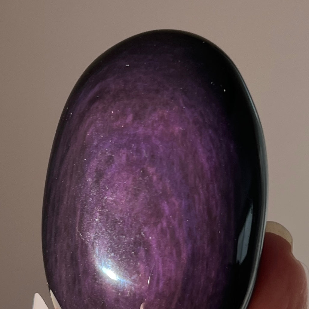 Rainbow Obsidian Palm | Velvet Obsidian Crystal Palmstone