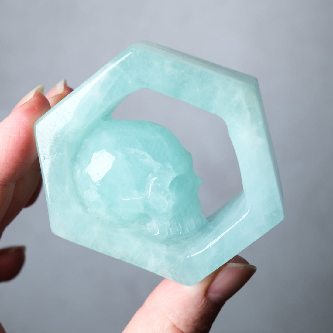 Aquamarine Crystal Skull | Rare Aquamarine Crystal Carving