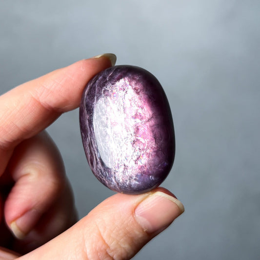 Gem Lepidolite Palm Stone | High Quality Gemmy Lepidolite