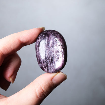 Gem Lepidolite Palm Stone | High Quality Gemmy Lepidolite