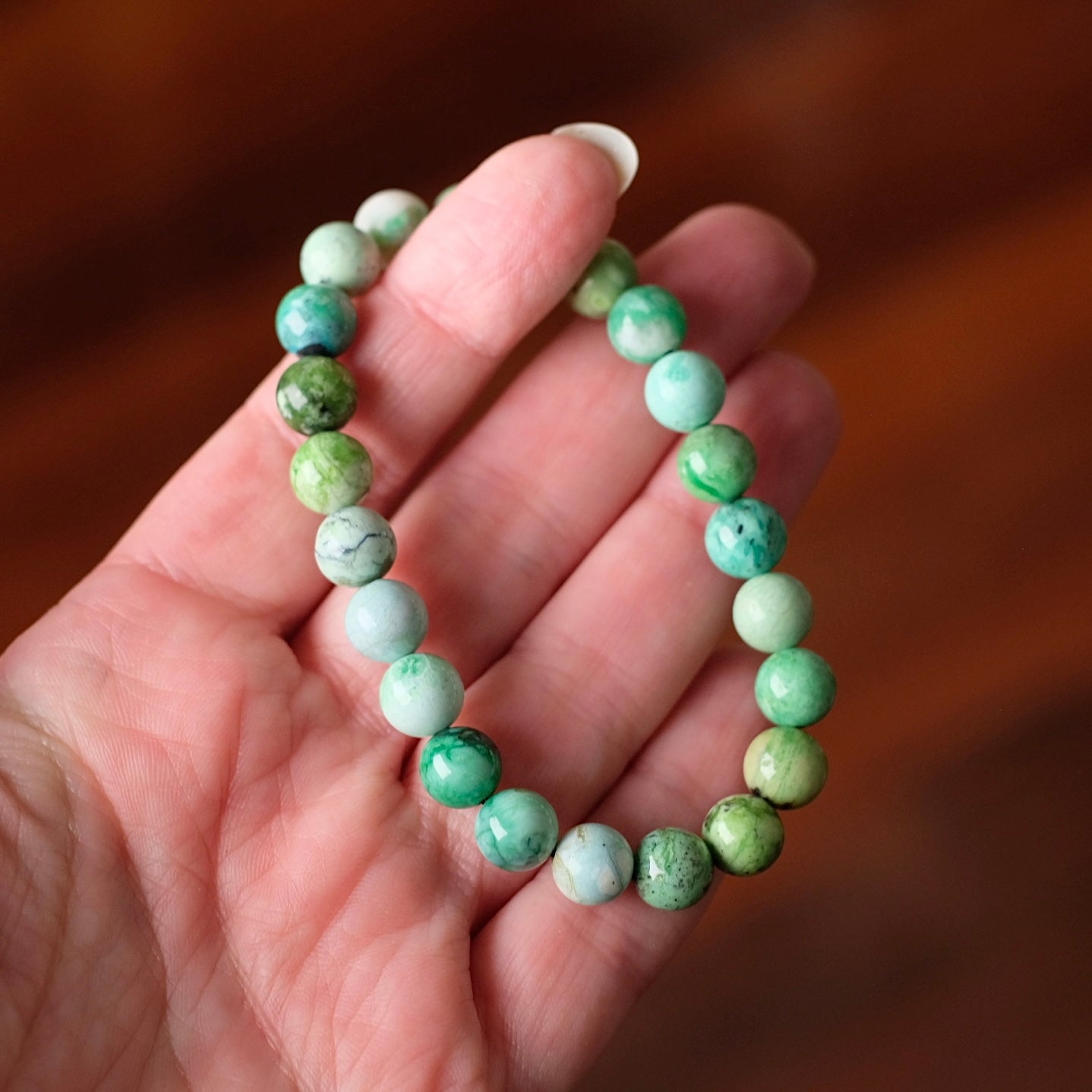 Variscite Bracelet | Green Variscite Crystal Stretch Bracelet