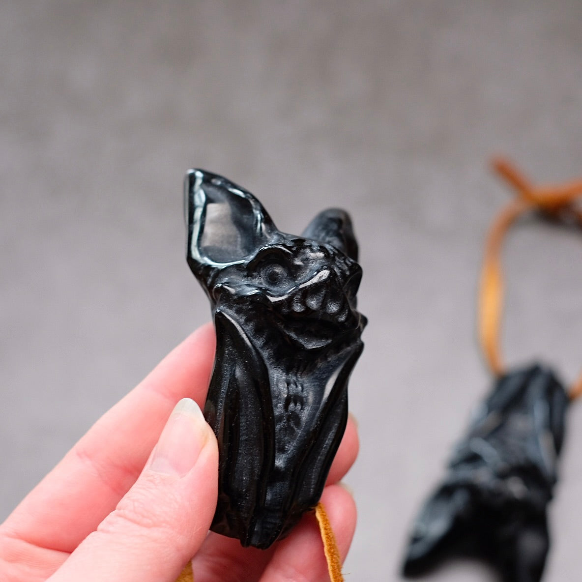 Black Obsidian Bat Crystal Carving | Halloween Crystal