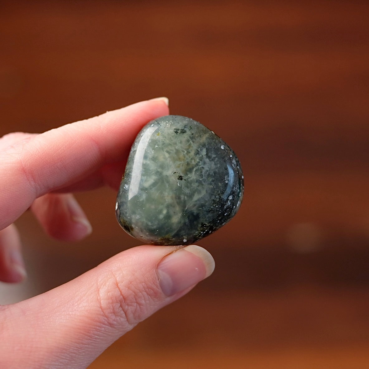 Prehnite Pocket Stone | Prehnite & Epidote Tumbled Crystal