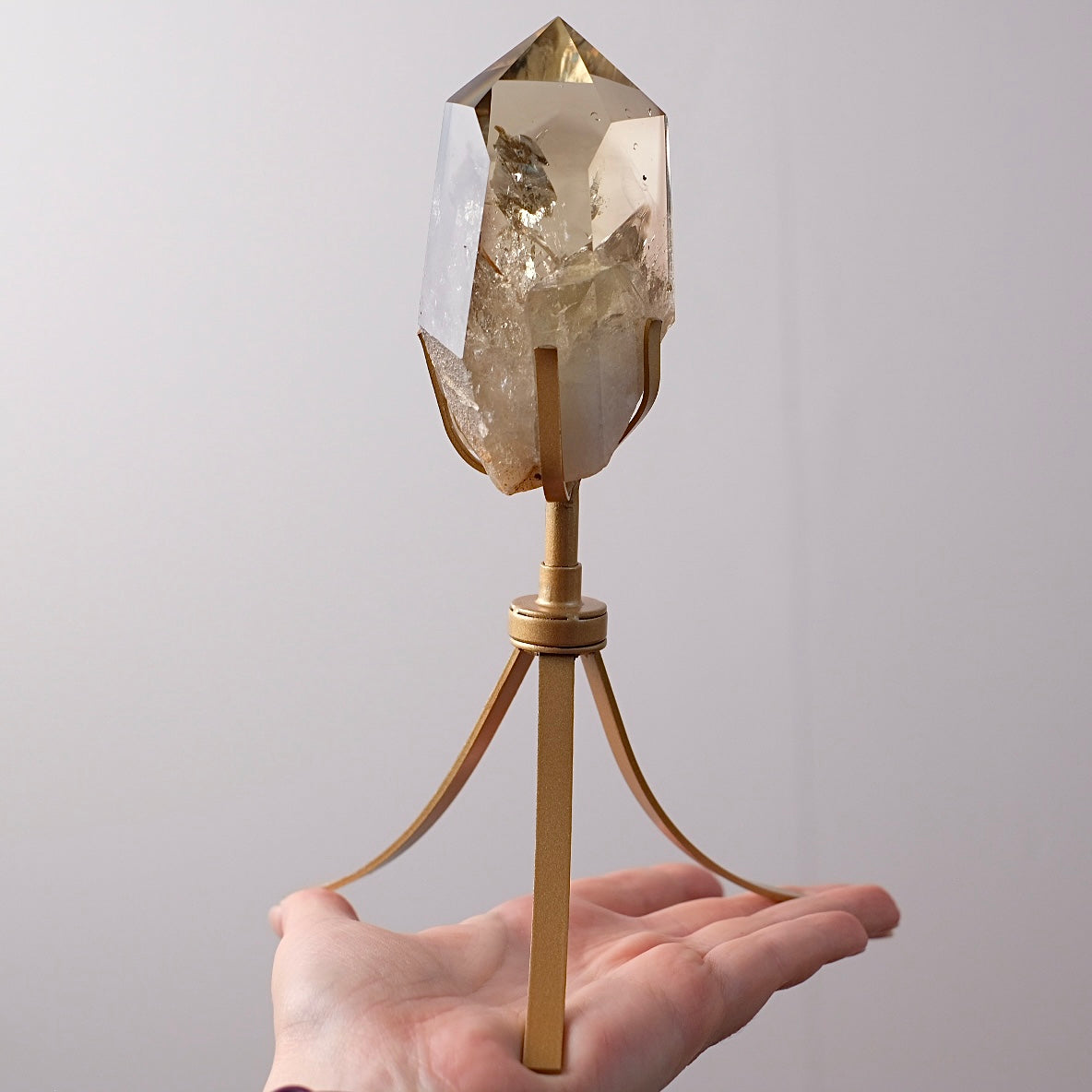 Phantom Smokey Citrine Point + Stand | Rainbow Citrine Crystal Point