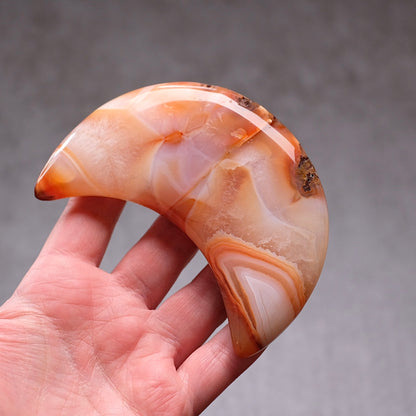 Carnelian Moon & Stand | Carved Crystal Moon Display Set