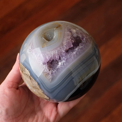 XL Geode Amethyst Sphere | Amethyst & Agate Crystal Sphere
