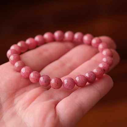 Rhodonite Bracelet | Red Rhodonite Crystal Stretch Bracelet