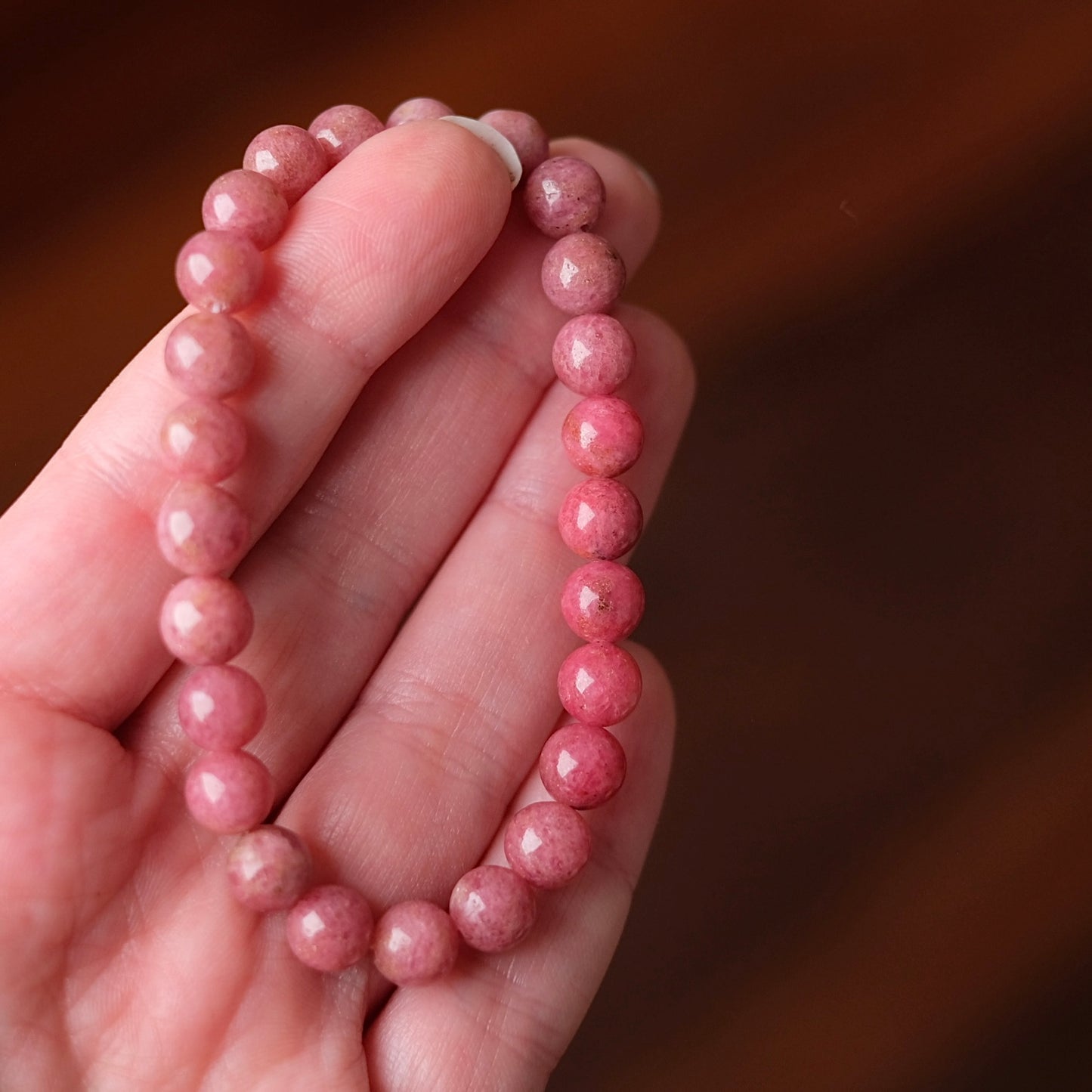 Rhodonite Bracelet | Ombre Rhodonite Crystal Stretch Bracelet