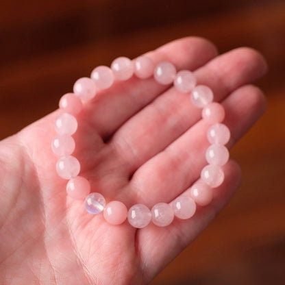 Guava Quartz Crystal Bracelet | Rose Quartz + Moonstone OOAK Crystal Bracelet