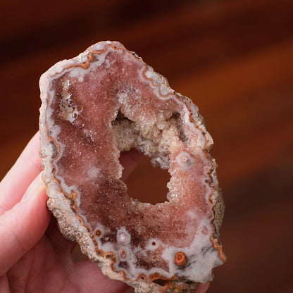 Raspberry Pink Amethyst Geode | Polished Pink Amethyst Crystal Specimen 11