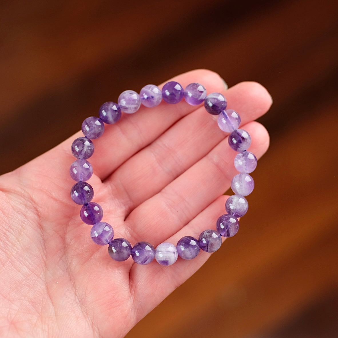 Dream Amethyst Bracelet | Chevron Amethyst Crystal Stretch Bracelet