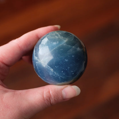 Lemurian Aquatine Calcite Sphere | Blue Onyx Crystal Sphere