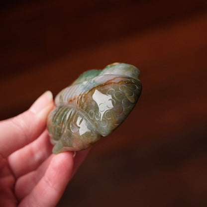 Moss Agate Trilobite Carving | Crystal Animal Carving