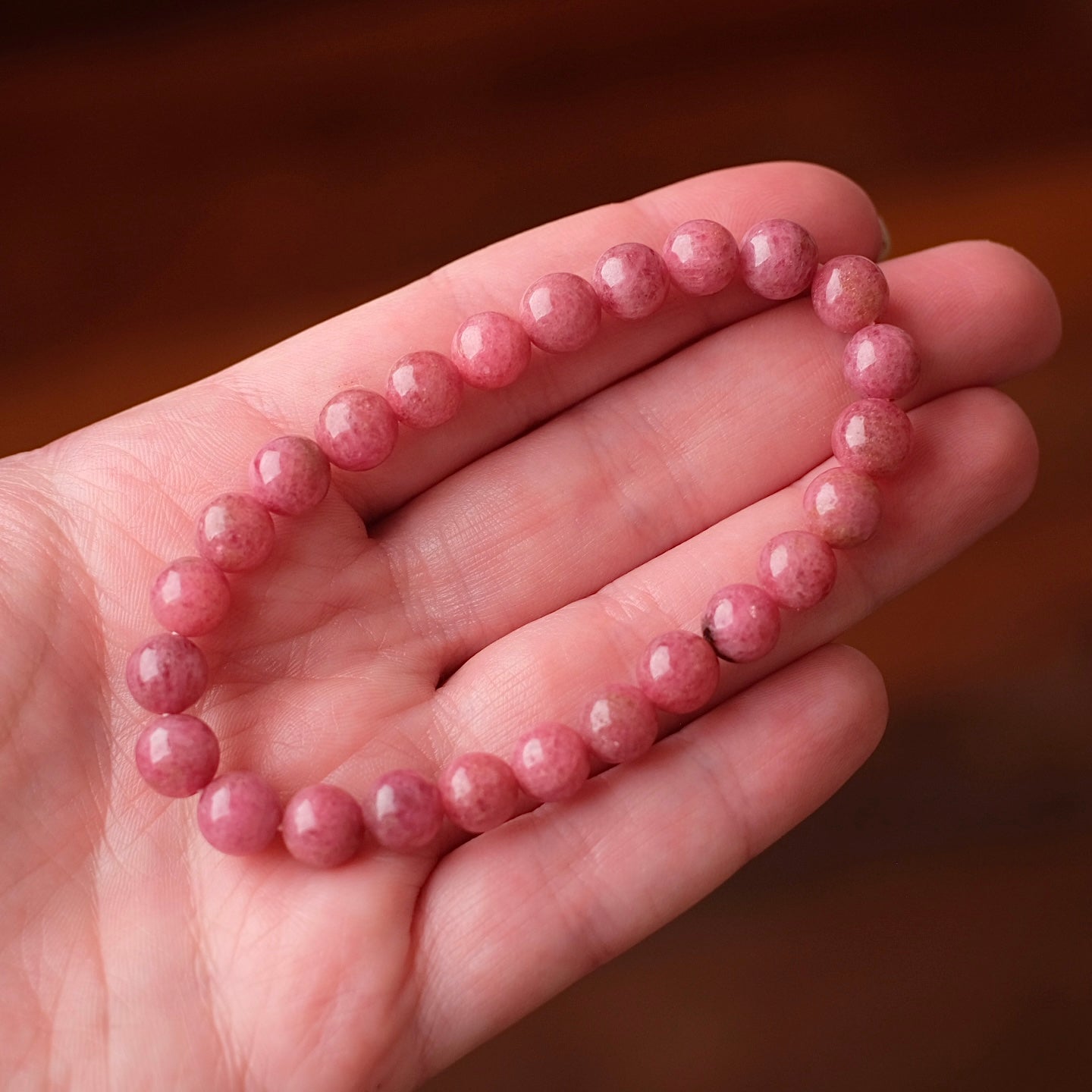 Rhodonite Bracelet | Red Rhodonite Crystal Stretch Bracelet