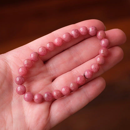Rhodonite Bracelet | Red Rhodonite Crystal Stretch Bracelet