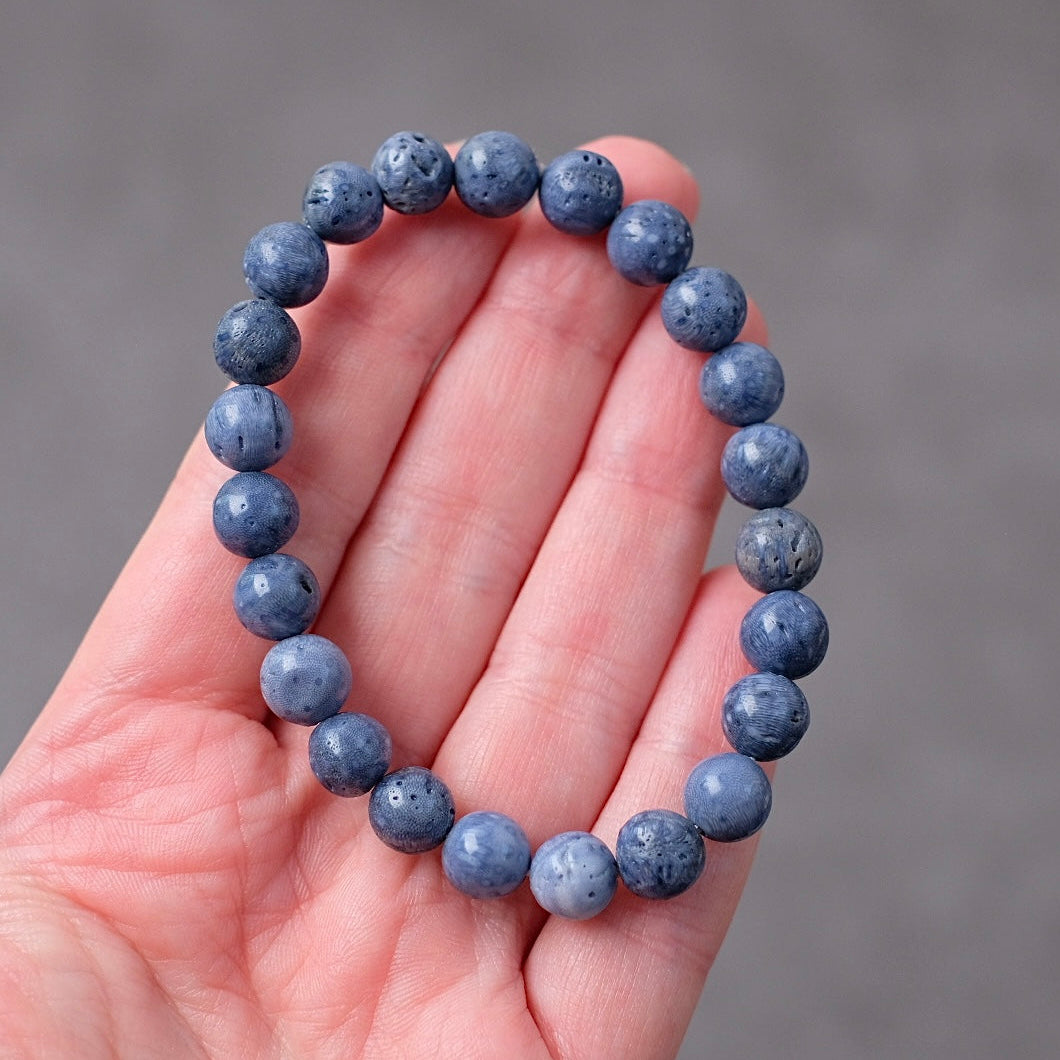 Blue Coral Bracelet | Crystal Stretch Bracelet