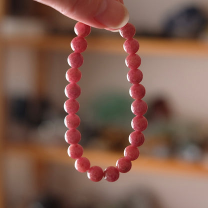 Rhodonite Bracelet | Red Rhodonite Crystal Stretch Bracelet